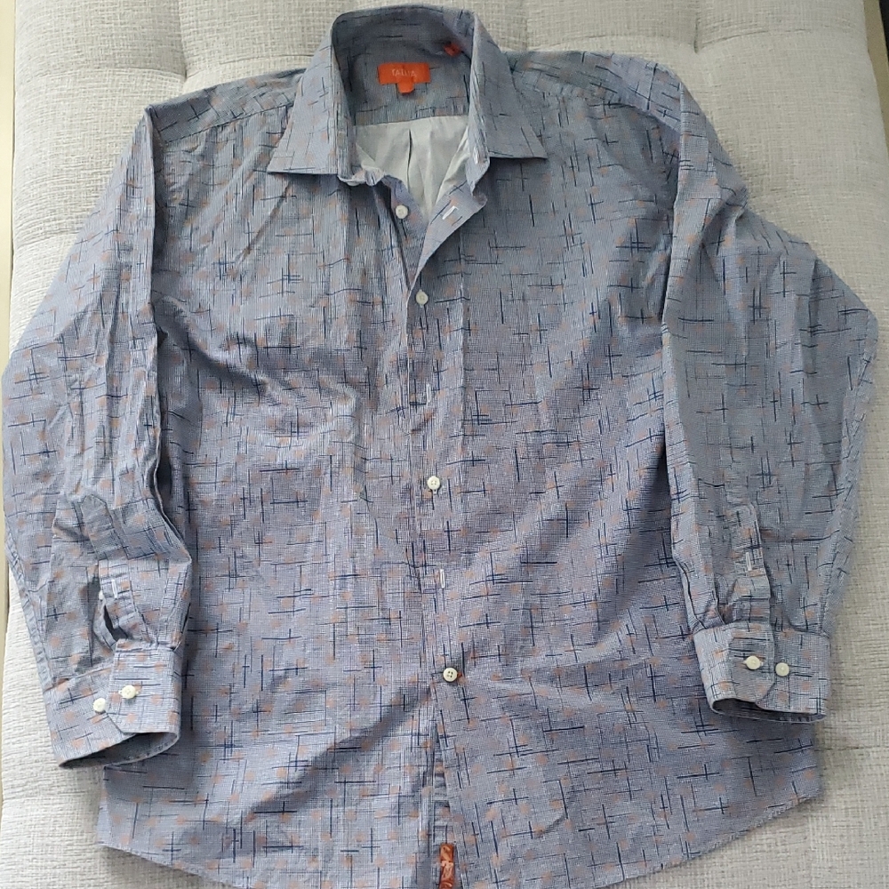 Tallia Blue & Orange Button Shirt